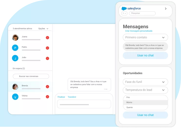 utilize nossa integração entre chat e CRM para melhorar a produtividade da sua equipe